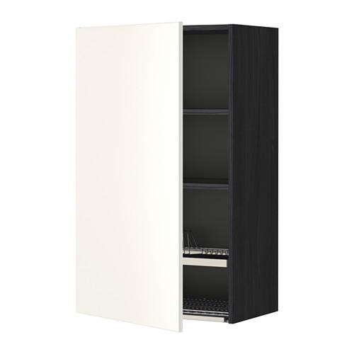 МЕТОД Шкаф навесной с сушкой - под дерево черный, Веддинге белый, 60x100 см