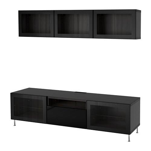 БЕСТО Шкаф для ТВ, комбин/стеклян дверцы - черно-коричневый глянцевый/черный прозрачное стекло, направляющие ящика,нажимные БЕСТО Шкаф для ТВ, комбин/стеклян дверцы - черно-коричневый глянцевый/черный прозрачное стекло, направляющие ящика,нажимные