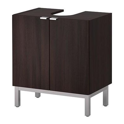 ЛИЛЛОНГЕН Шкаф п/раковину с 2 дверцами - черно-коричневый