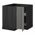 METOD угл напольн шкаф с вращающ секц черный/Будбин серый 88x88 см