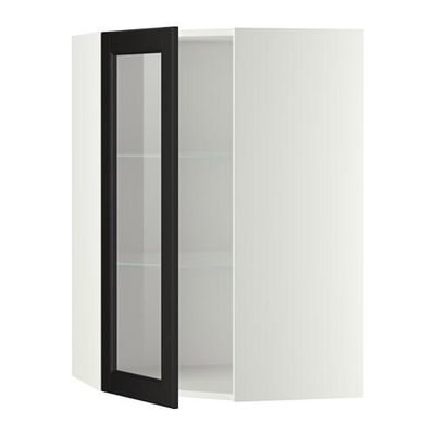 МЕТОД Углов навесн шк с полками/сткл дв - 68x100 см, Лаксарби черно-коричневый, белый МЕТОД Углов навесн шк с полками/сткл дв - 68x100 см, Лаксарби черно-коричневый, белый