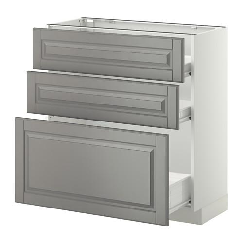 МЕТОД / ФОРВАРА Напольн шкаф 3фрнт пнл/2низк/1ср ящ - белый, Будбин серый, 80x37 см МЕТОД / ФОРВАРА Напольн шкаф 3фрнт пнл/2низк/1ср ящ - белый, Будбин серый, 80x37 см