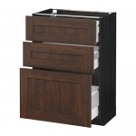 МЕТОД / МАКСИМЕРА Напольный шкаф с 3 ящиками - под дерево черный, Эдсерум под дерево коричневый, 60x37 см МЕТОД / МАКСИМЕРА Напольный шкаф с 3 ящиками - под дерево черный, Эдсерум под дерево коричневый, 60x37 см