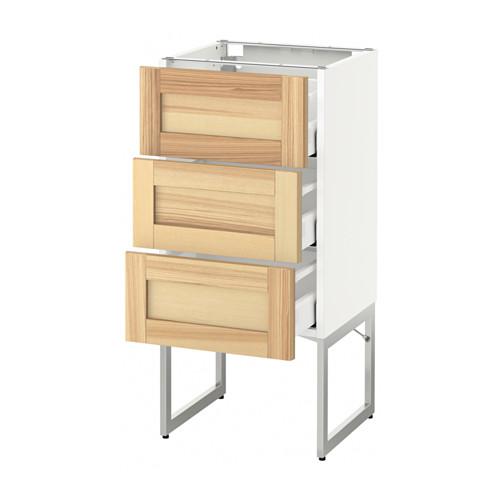 МЕТОД / МАКСИМЕРА Нплн шк 3 фрнт/3 средн ящика - белый, Торхэмн естественный ясень, 40x37x60 см МЕТОД / МАКСИМЕРА Нплн шк 3 фрнт/3 средн ящика - белый, Торхэмн естественный ясень, 40x37x60 см