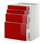 МЕТОД / ФОРВАРА Напольн шкаф 4 фронт панели/4 ящика - 60x60 см, Рингульт глянцевый красный, белый МЕТОД / ФОРВАРА Напольн шкаф 4 фронт панели/4 ящика - 60x60 см, Рингульт глянцевый красный, белый