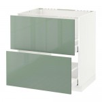 МЕТОД / МАКСИМЕРА Напольн шк п-мойку+2фрнт пнл/2 ящ - белый, Калларп глянцевый светло-зеленый, 80x60 см