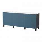 БЕСТО Комбинация для хранения с дверцами - черно-коричневый/Халлставик темно-синий