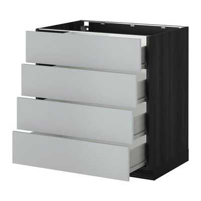 МЕТОД / ФОРВАРА Напольн шкаф 4 фронт панели/4 ящика - 80x60 см, Веддинге серый, под дерево черный МЕТОД / ФОРВАРА Напольн шкаф 4 фронт панели/4 ящика - 80x60 см, Веддинге серый, под дерево черный