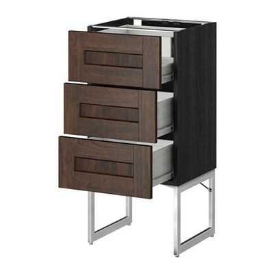 МЕТОД / ФОРВАРА Напольн шкаф 3фронт пнл/2низ/2ср ящ - 40x37x60 см, Эдсерум под дерево коричневый, под дерево черный МЕТОД / ФОРВАРА Напольн шкаф 3фронт пнл/2низ/2ср ящ - 40x37x60 см, Эдсерум под дерево коричневый, под дерево черный