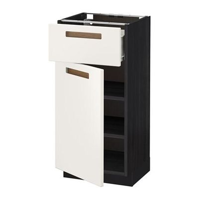 МЕТОД / ФОРВАРА Напольный шкаф с ящиком/дверью - 40x37 см, Мэрста белый, под дерево черный МЕТОД / ФОРВАРА Напольный шкаф с ящиком/дверью - 40x37 см, Мэрста белый, под дерево черный