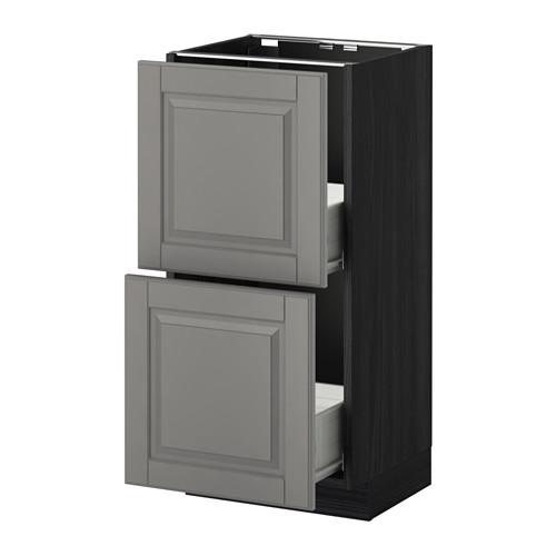 МЕТОД / ФОРВАРА Наполн шк 2 фрнт/2 средн ящ - под дерево черный, Будбин серый, 40x37 см