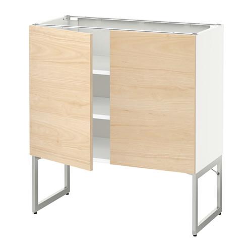 МЕТОД Напол шкаф с полками/2двери - белый, Аскерсунд под светлый ясень, 80x37x60 см