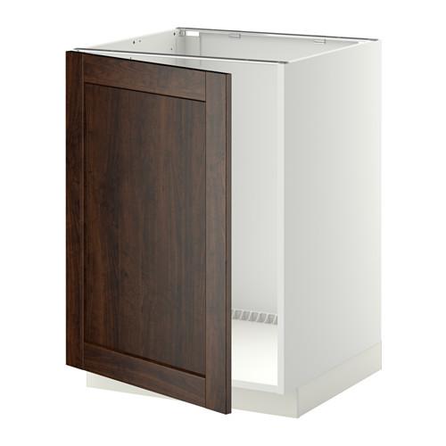 МЕТОД Напольный шкаф для раковины - белый, Эдсерум под дерево коричневый