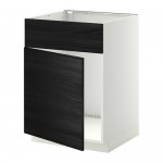 МЕТОД Напольный шкаф п-мойку с дв/фр пнл - белый, Тингсрид под дерево черный