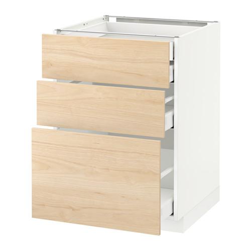 МЕТОД / МАКСИМЕРА Нплн шк 3 фрнт/2нзк/1срд/1вс ящ - белый, Аскерсунд под светлый ясень, 60x60 см МЕТОД / МАКСИМЕРА Нплн шк 3 фрнт/2нзк/1срд/1вс ящ - белый, Аскерсунд под светлый ясень, 60x60 см