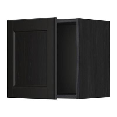 МЕТОД Навесной шкаф со стеклянной дверью - под дерево черный, Лаксарби черно-коричневый