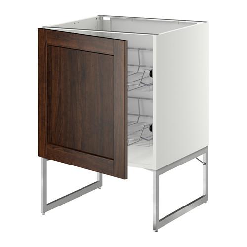 МЕТОД Напольный шкаф с проволочн ящиками - белый, Эдсерум под дерево коричневый, 60x60x60 см МЕТОД Напольный шкаф с проволочн ящиками - белый, Эдсерум под дерево коричневый, 60x60x60 см