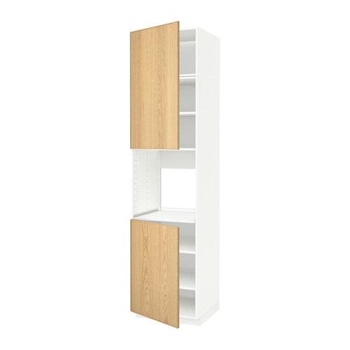 МЕТОД Высок шкаф д/духовки/2дверцы/полки - белый, Экестад дуб, 60x60x240 см МЕТОД Высок шкаф д/духовки/2дверцы/полки - белый, Экестад дуб, 60x60x240 см