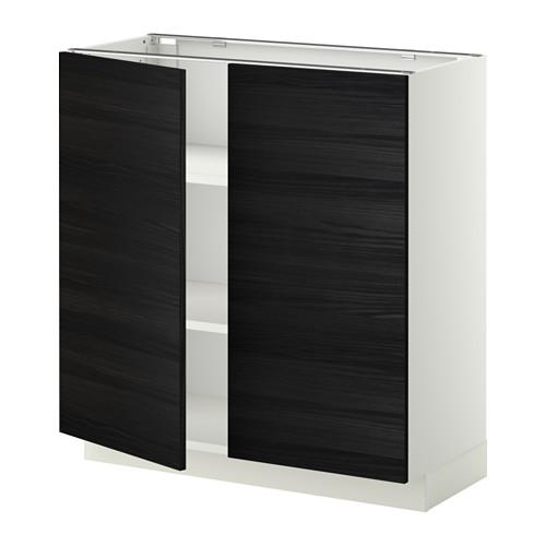 МЕТОД Напол шкаф с полками/2двери - белый, Тингсрид под дерево черный, 80x37 см МЕТОД Напол шкаф с полками/2двери - белый, Тингсрид под дерево черный, 80x37 см