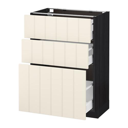 МЕТОД / МАКСИМЕРА Напольный шкаф с 3 ящиками - под дерево черный, Хитарп белый с оттенком, 60x37 см МЕТОД / МАКСИМЕРА Напольный шкаф с 3 ящиками - под дерево черный, Хитарп белый с оттенком, 60x37 см