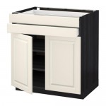 МЕТОД / МАКСИМЕРА Напольный шкаф/2дверцы/2ящика - под дерево черный, Будбин белый с оттенком, 80x60 см