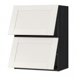 METOD навесной шкаф/2 дверцы, горизонтал черный/Сэведаль белый 60x80 см