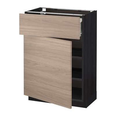 МЕТОД / ФОРВАРА Напольный шкаф с ящиком/дверью - 60x37 см, Брокхульт под грецкий орех светло-серый, под дерево черный МЕТОД / ФОРВАРА Напольный шкаф с ящиком/дверью - 60x37 см, Брокхульт под грецкий орех светло-серый, под дерево черный