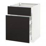 МЕТОД / МАКСИМЕРА Напольн шкаф/выдвижн секц/ящик - белый, Кунгсбакка антрацит, 60x60 см МЕТОД / МАКСИМЕРА Напольн шкаф/выдвижн секц/ящик - белый, Кунгсбакка антрацит, 60x60 см