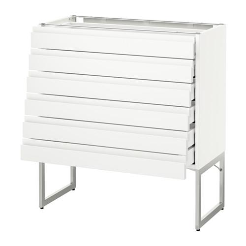 МЕТОД / МАКСИМЕРА Напольн шкаф 6фронт пнл/6 низ ящ - белый, Воксторп белый, 80x37x60 см