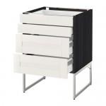 МЕТОД / МАКСИМЕРА Нплн шк 4 фронт/2 низк/2средн ящ - под дерево черный, Сэведаль белый, 60x60x60 см