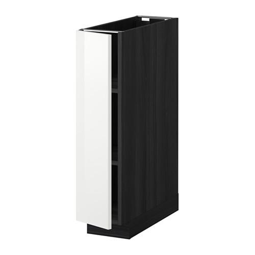 METOD напольный шкаф с полками черный/Рингульт белый 20x60 см