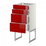 МЕТОД / ФОРВАРА Нплн шк 4 фронт/2 низк/2средн ящ - 40x37x60 см, Рингульт глянцевый красный, белый