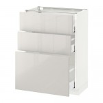 МЕТОД / МАКСИМЕРА Напольный шкаф с 3 ящиками - белый, Рингульт глянцевый светло-серый, 60x37 см МЕТОД / МАКСИМЕРА Напольный шкаф с 3 ящиками - белый, Рингульт глянцевый светло-серый, 60x37 см