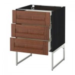 МЕТОД / ФОРВАРА Нплн шк 3 фрнт/3 средн ящика - 60x60x60 см, Филипстад коричневый, под дерево черный