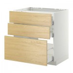 МЕТОД / МАКСИМЕРА Напольн шкаф/3фронт пнл/3ящика - 80x60 см, Тингсрид под березу, белый