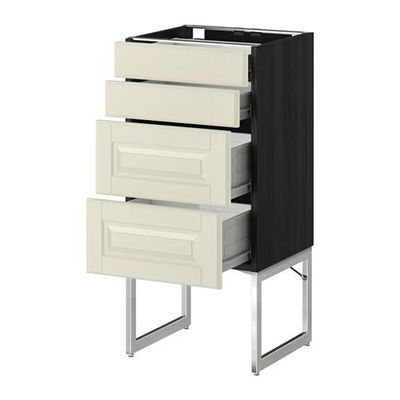 МЕТОД / ФОРВАРА Нплн шк 4 фронт/2 низк/2средн ящ - 40x37x60 см, Будбин белый с оттенком, под дерево черный МЕТОД / ФОРВАРА Нплн шк 4 фронт/2 низк/2средн ящ - 40x37x60 см, Будбин белый с оттенком, под дерево черный