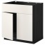 МЕТОД Напольн шкаф п-мойку 2 двр/фрн пнл - под дерево черный, Веддинге белый