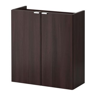 ЛИЛЛОНГЕН Шкаф под раковину с 2 дврц - черно-коричневый, 60x25x64 см