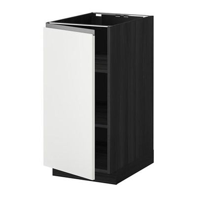 МЕТОД Напольный шкаф с полками - 40x60 см, Нодста белый/алюминий, под дерево черный