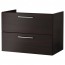 ГОДМОРГОН Шкаф для раковины с 2 ящ - черно-коричневый, 80x47x58 см
