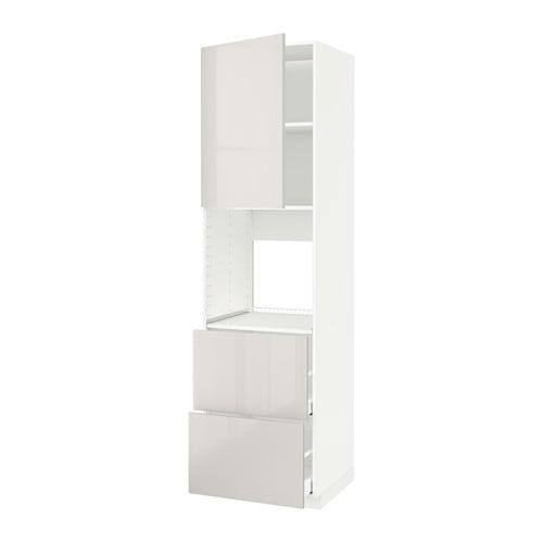 МЕТОД / МАКСИМЕРА Выс шк д/дхвк+двр/2фрнт/2выс ящ - белый, Рингульт глянцевый светло-серый, 60x60x220 см