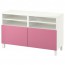 БЕСТО Тумба под ТВ, с дверцами - белый/Лаппвикен розовый
