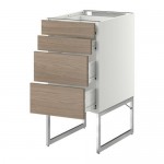 МЕТОД / ФОРВАРА Нплн шк 4 фронт/2 низк/2средн ящ - 40x60x60 см, Брокхульт под грецкий орех светло-серый, белый