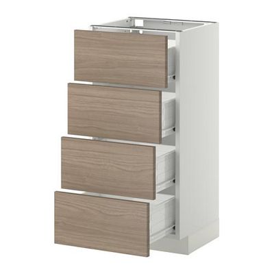 МЕТОД / ФОРВАРА Напольн шкаф 4 фронт панели/4 ящика - 40x37 см, Брокхульт под грецкий орех светло-серый, белый МЕТОД / ФОРВАРА Напольн шкаф 4 фронт панели/4 ящика - 40x37 см, Брокхульт под грецкий орех светло-серый, белый