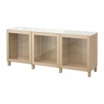 БЕСТО Комбинация для хранения с дверцами - Синдвик беленый дуб прозрачное стекло БЕСТО Комбинация для хранения с дверцами - Синдвик беленый дуб прозрачное стекло