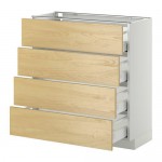 МЕТОД / МАКСИМЕРА Напольн шкаф 4 фронт панели/4 ящика - 80x37 см, Тингсрид под березу, белый