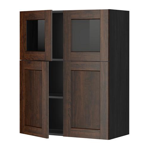 МЕТОД Навесной шкаф/полки/2дв/2стек дв - под дерево черный, Эдсерум под дерево коричневый МЕТОД Навесной шкаф/полки/2дв/2стек дв - под дерево черный, Эдсерум под дерево коричневый