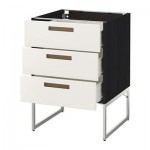 МЕТОД / ФОРВАРА Нплн шк 3 фрнт/3 средн ящика - 60x60x60 см, Мэрста белый, под дерево черный