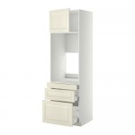 МЕТОД / МАКСИМЕРА Выс шкаф д/двойн духовки/3ящ/дверца - белый, Будбин белый с оттенком, 60x60x200 см