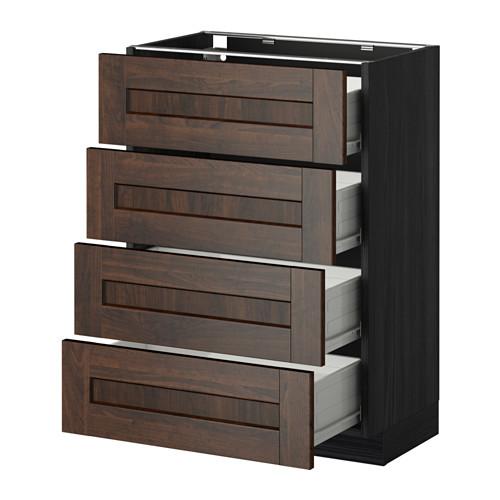 МЕТОД / ФОРВАРА Напольн шкаф 4 фронт панели/4 ящика - 60x37 см, Эдсерум под дерево коричневый, под дерево черный МЕТОД / ФОРВАРА Напольн шкаф 4 фронт панели/4 ящика - 60x37 см, Эдсерум под дерево коричневый, под дерево черный